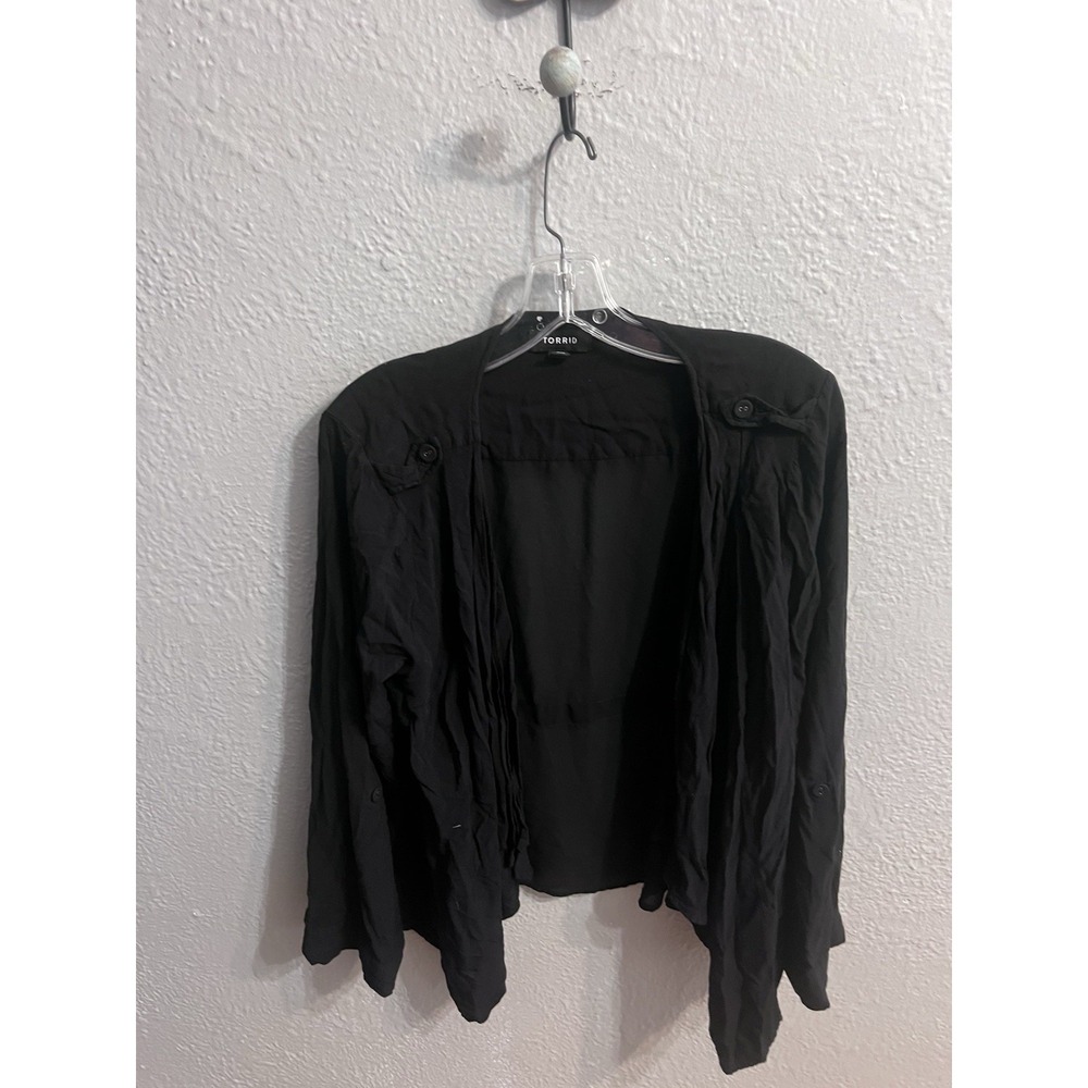 Torrid Women's Solid Black Sheer Chiffon Kimono Plus Size 1